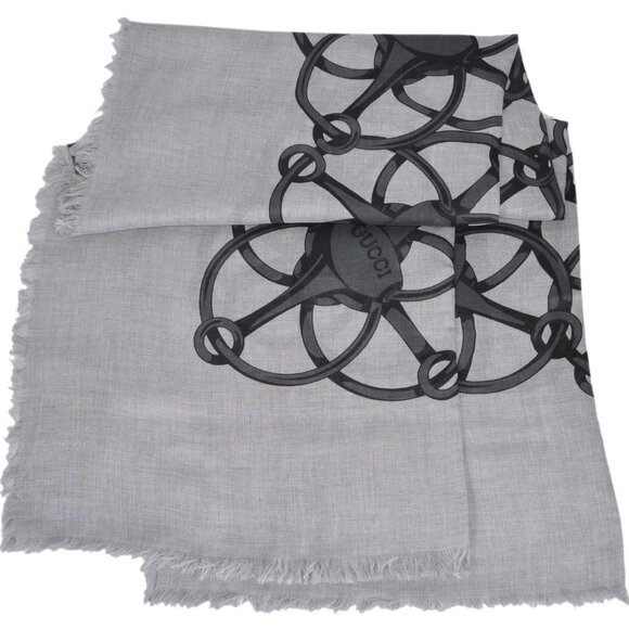 NWT GUCCI WOOL MODAL HORSEBIT LOGO PATTERN SCARF WRAP - Picture 2 of 9